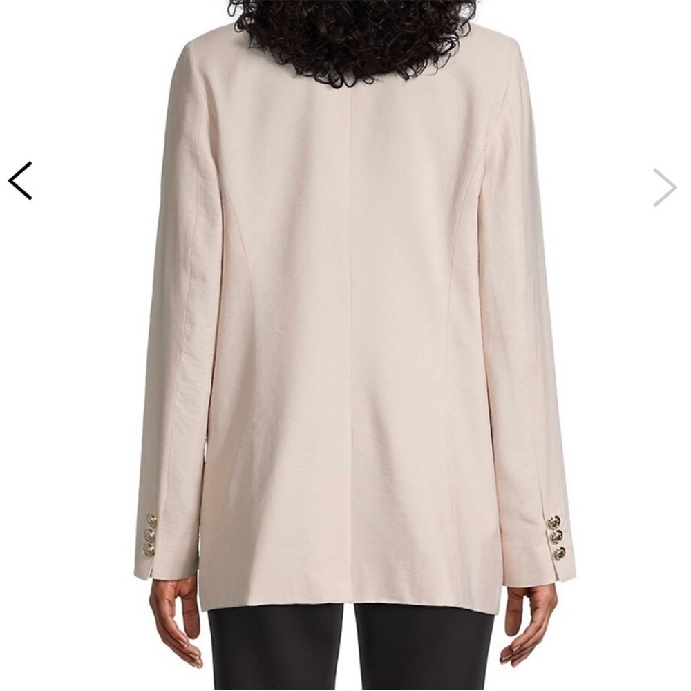 KARL LAGERFELD Zip Pocket Dark Academia Preppy Double Breasted Longlined Blazer - Picture 3 of 12